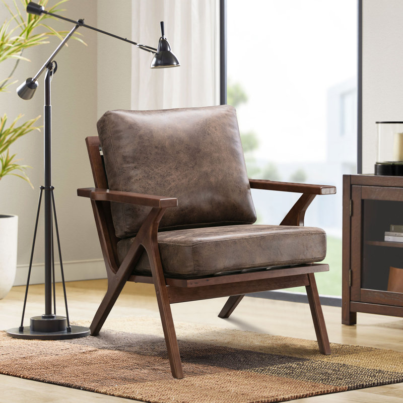 Chaise d'appoint Salma, Simili cuir brun foncé