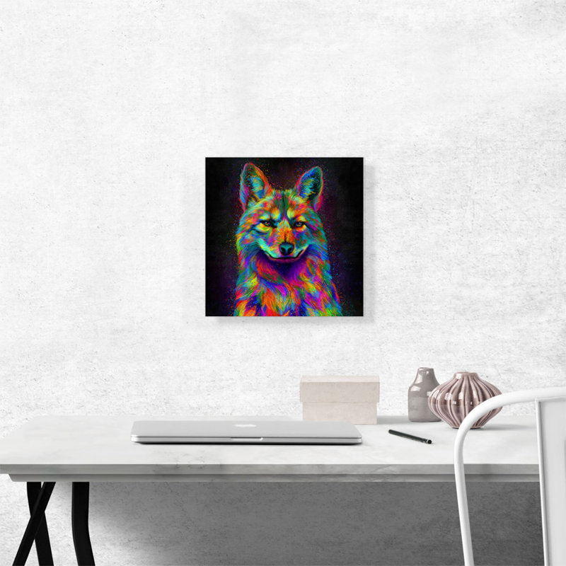 «Coyote Colorful Animal», impression sur toile tendue, H 12 po x l 12 po x P 0,75 po