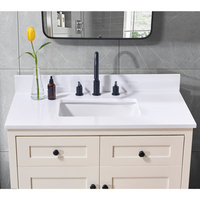 Andalo 37" Single Bathroom Vanity Top in Snow White with Sink