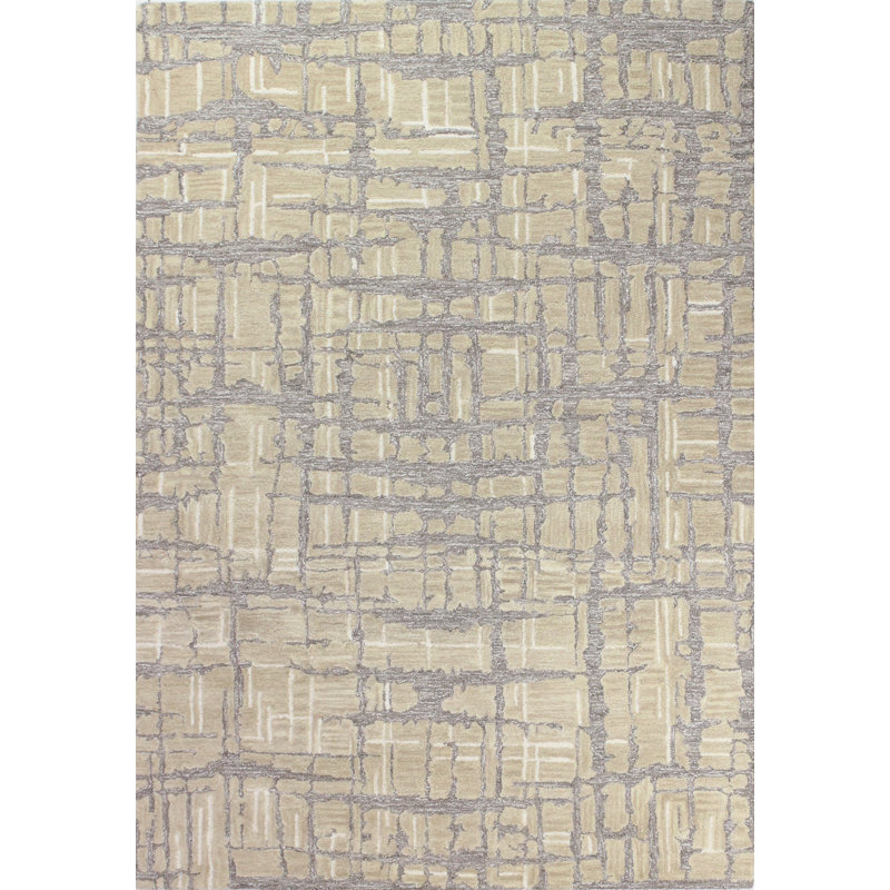 Zen Abstract Taupe Wool 5' x 7' Hand-Tufted Area Rug