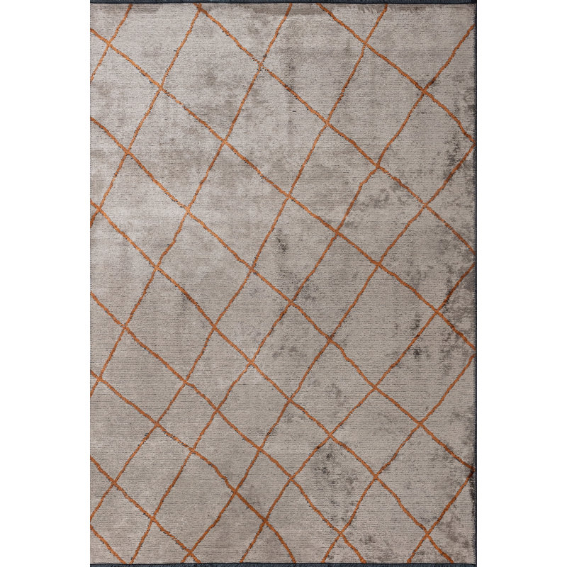 Tapis de luxe marocain orange / gris Rapture, Rectangle 7 pi 10 po x 9 pi 10 po