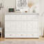 Queen Size Murphy Bed with Large Drawers and USB,Brushed White-837387047