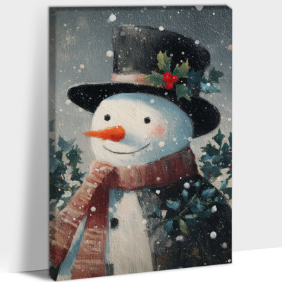 Bonhomme de neige, art mural de Noël encadré - décoration murale de vacances d'hiver