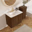Meuble-lavabo moderne en noyer rayé avec lavabo en céramique intégré