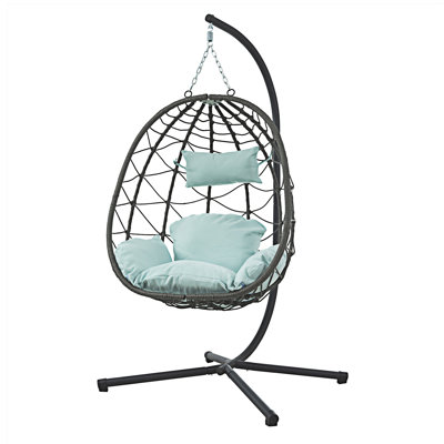 Fauteuil à œufs avec support Balancelle d'extérieur d'extérieur à suspendre Fauteuil à œufs suspendu avec support pour chambre à coucher Balcon