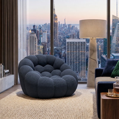 Fauteuil d'appoint moderne à bulles, fauteuil en tissu alvéolaire respirant sans assemblage requis pour le salon