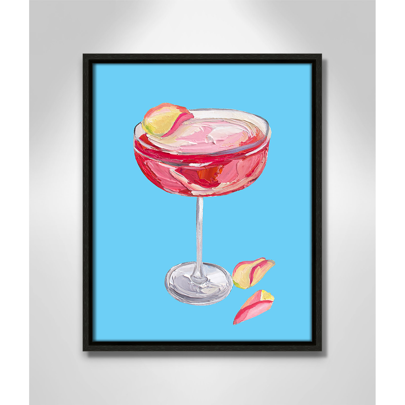 Sparkling Rose Gin Cocktail Print by Straker, 15.5" H x 12.5" W, Espresso Floater
