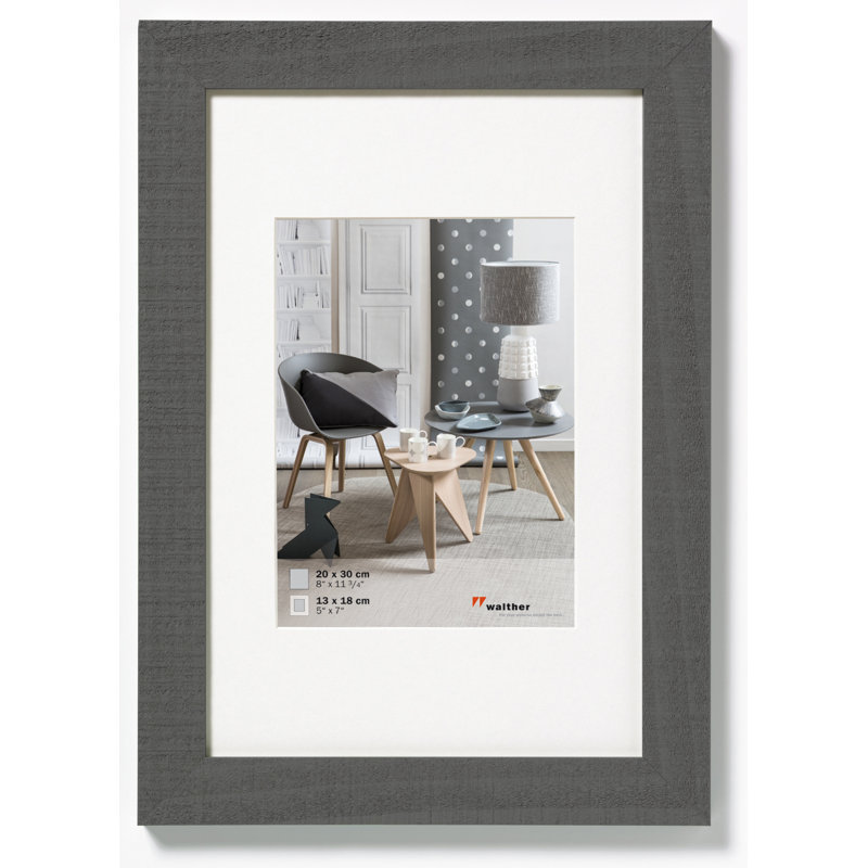 Solid Wood Rough Sawn Surface Picture Frame, 24.6cm H x 19.5cm W, Grey