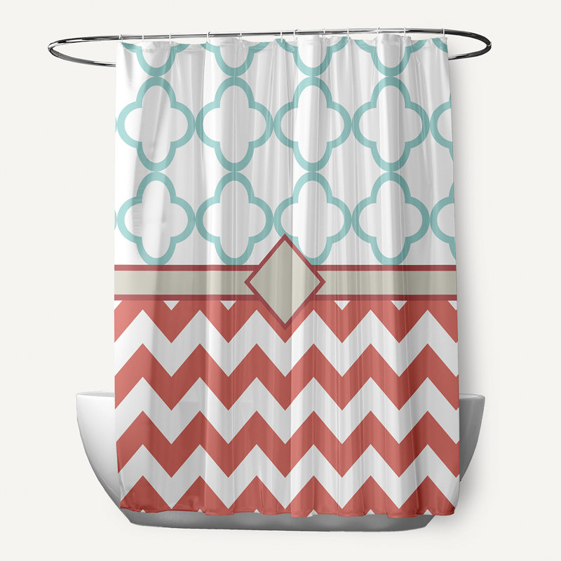 Express Line Geometric Print Single Shower Curtain, Seed