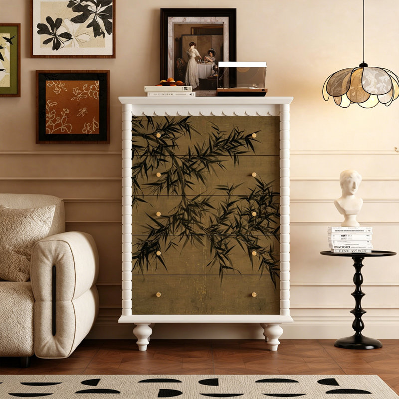 Armoire de rangement 5 tiroirs French, Ivoire ivoire