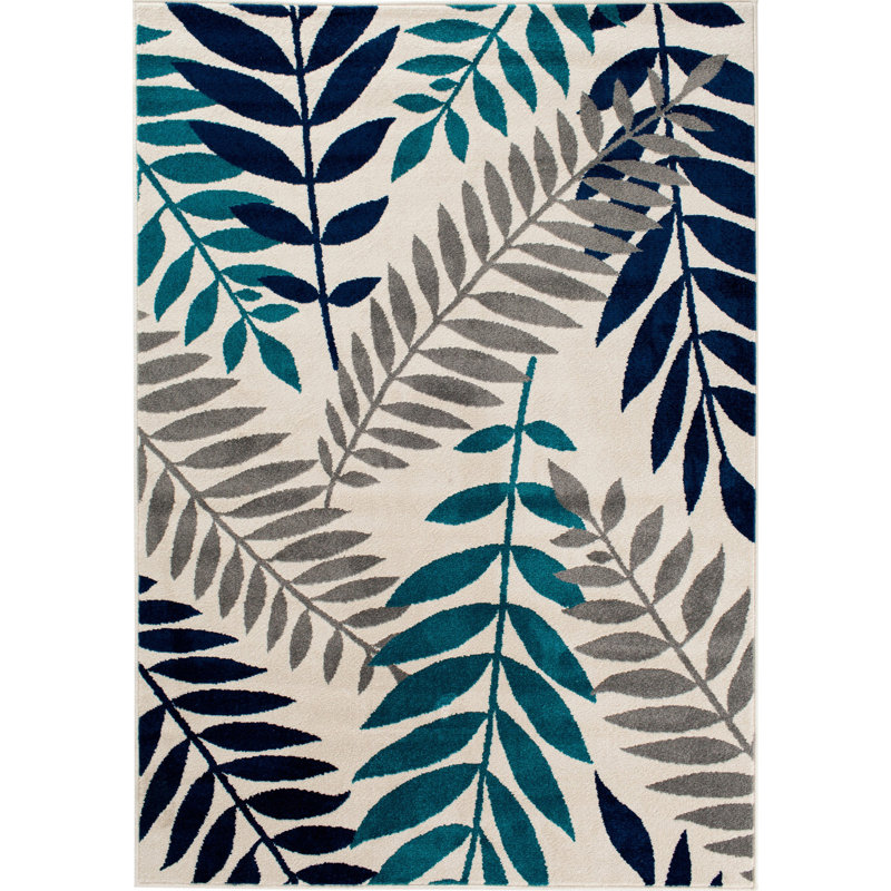 Tapis blanc / bleu 7 pi 10 po x 9 pi 10 po Tecopa Kashton