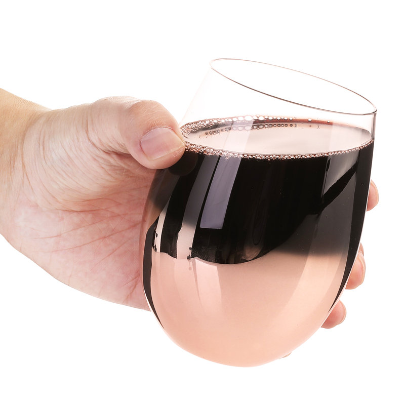4 Piece 237ml Wine Glass Set, Rose Gold
