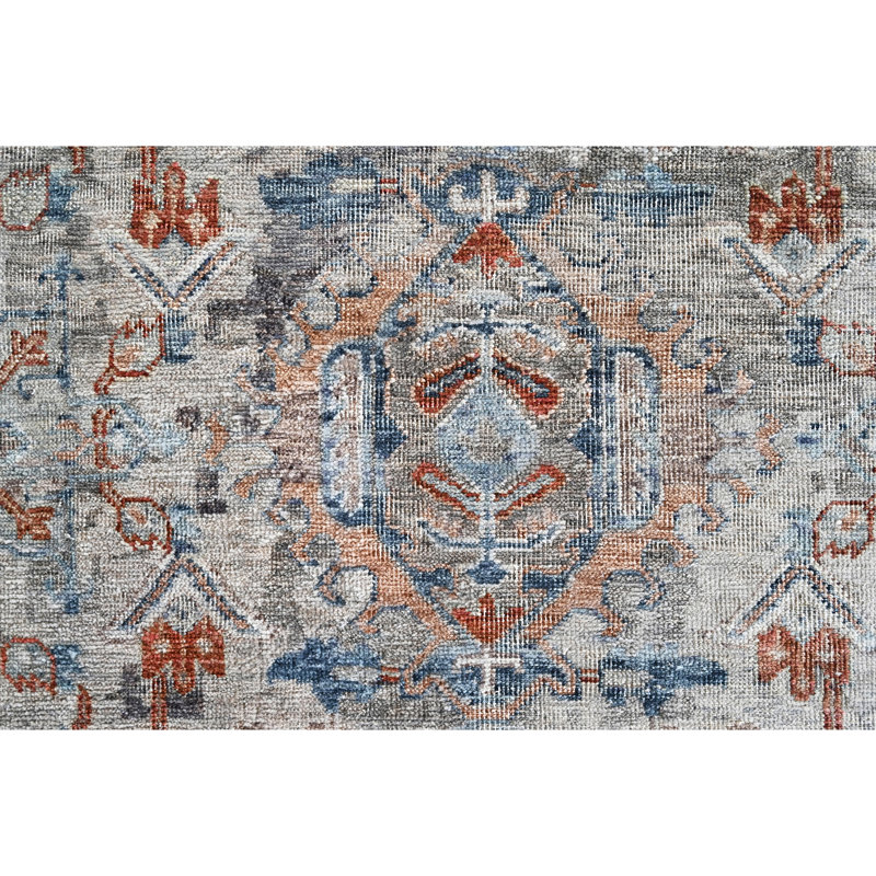 Tapis gris clair et chameau noué à la main de haute qualité, Rectangle 8 pi x 10 pi