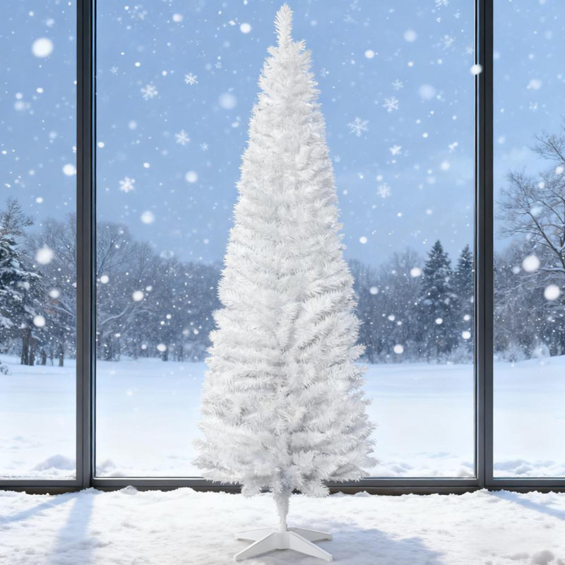 Arbre de Noël artificiel, H 6 pi, Blanc
