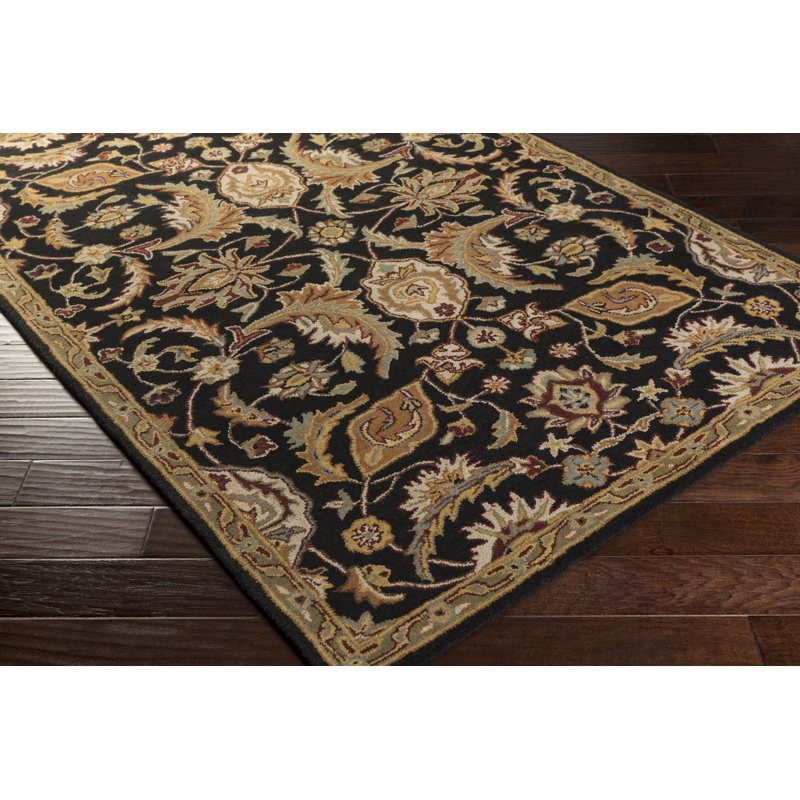 Oriental Handmade Tufted Wool Black/Camel/Beige/Brown Area Rug, Rectangle 3' x 5'