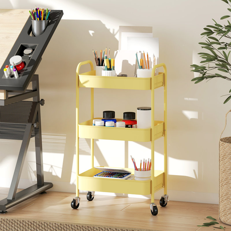 79cm H x 45cm W Utility Cart with Wheels, Yellow