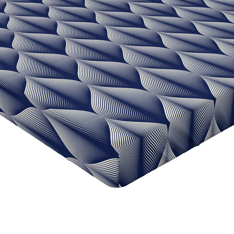 Drap-housse Ambesonne, Indigo, blanc / géométrique, Drap-housse simple TG