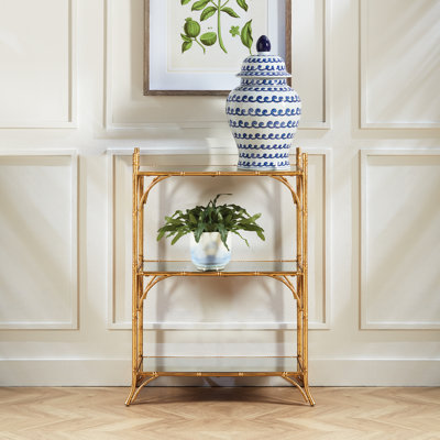 Donnie Gold-Finish Mirrored Glass Iron Accent Shelf