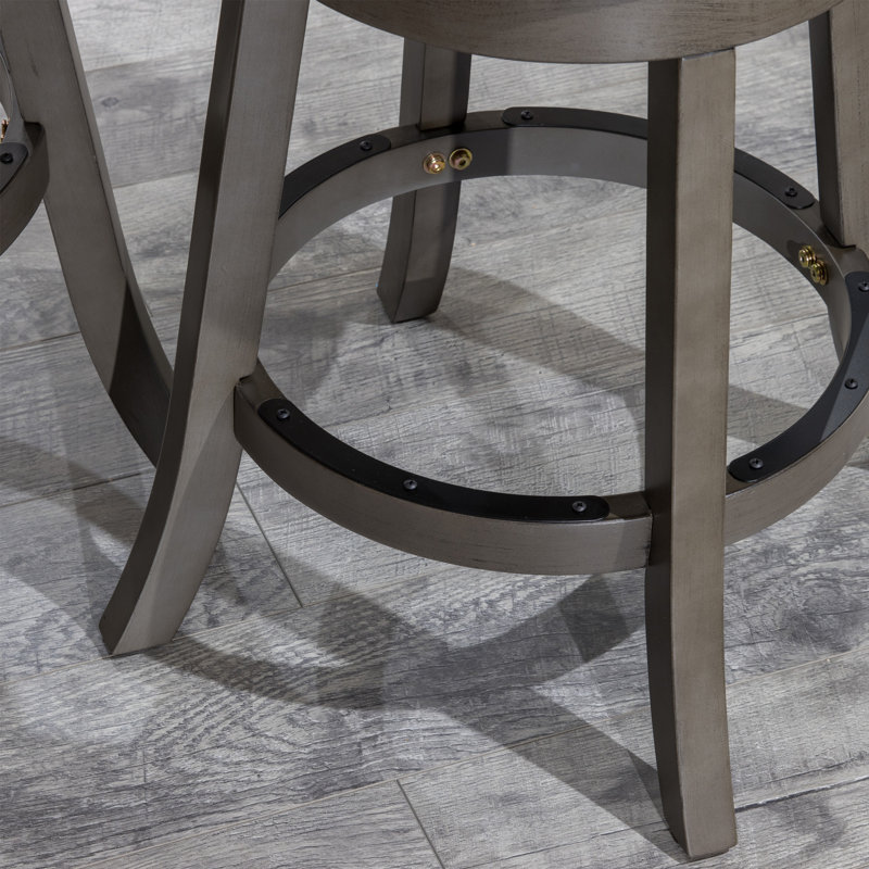 Aia Swivel Upholstered Counter Stool with Metal Frame, Gray, Gray, 40"