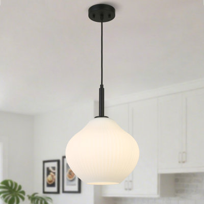 Luminaire suspendu moderne en verre nervuré Jonny