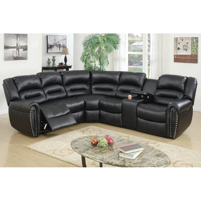 Upholstered Power Reclining L-Shaped Sectional Reversible