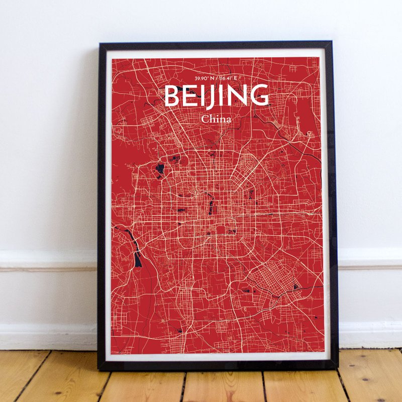 Beijing City Map - No Frame Print, 91.4cm H x 61cm W x 0.13cm D