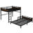 Queen over Queen Metal Bunk Bed - Vintage Wood-colored Loft/Platform Bed with Raised Security Fence, Sturdy Metal Frame for Bedroom
