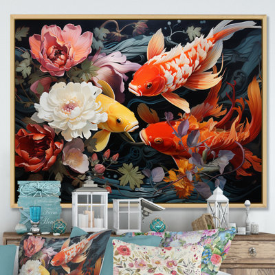 Japon Yellow And Red Golden Koi II - Japan Art Wall Decor