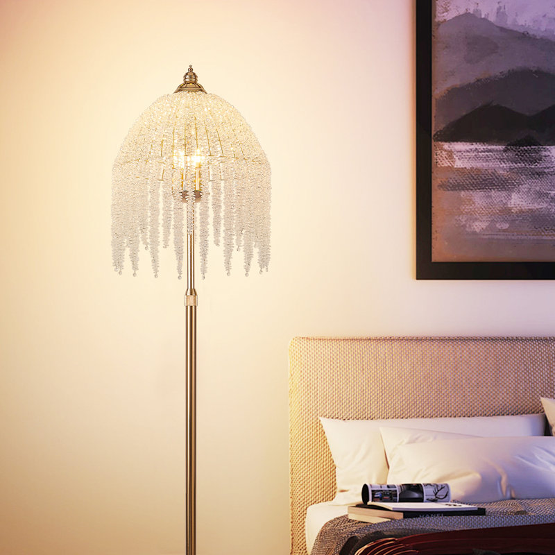 63"H Gold Crystal Floor Lamp Modern Crystals Standing Lamps Style A