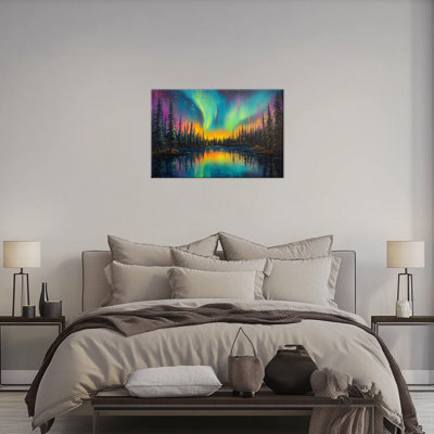 Grandes aurores boréales, art mural sur toile, aurores boréales, paysage naturel, impressions sur toile pour salon, chambre à coucher prête à être suspendue