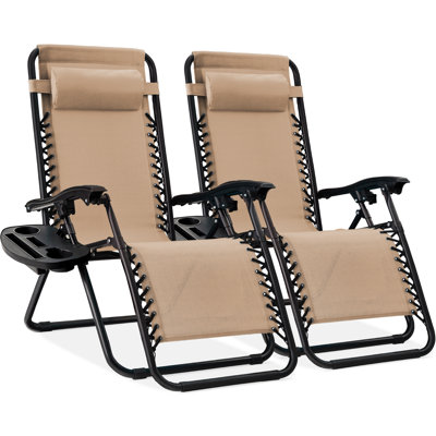 Nathen Zero Gravity Lounge Chair Recliners for Patio, Pool w/ Cup Holder Tray
