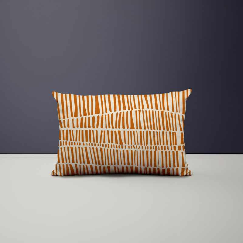 Ikom Polyester/Polyester Blend Lumbar Rectangular Indoor/Outdoor Pillow Cover & Insert, 18"H x 25"W, Orange