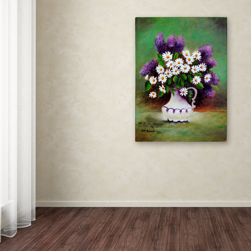 Mid-Century Modern Purple Floral Canvas Art Print