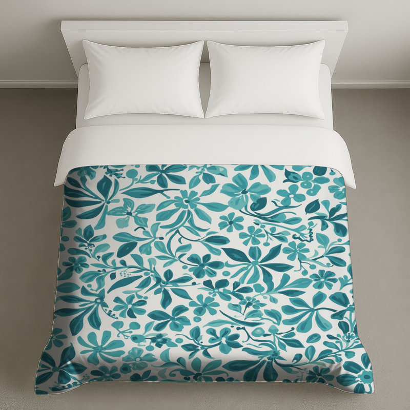 Housses de couette à motif floral bleu, King