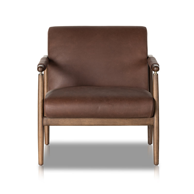 Markia Armchair, Brickhouse Dark Brown Genuine Leather