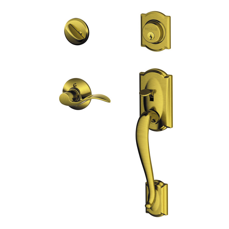 Camelot Handleset with Deadbolt and Accent Door Lever and Rosette