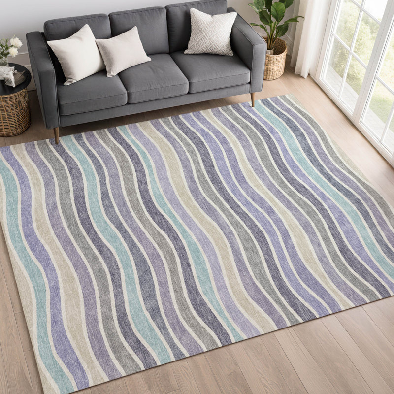Machine Washable Indoor/Outdoor Micelotta ACN2333 Stripes Rug, Rectangle 2'6" x 3'10"