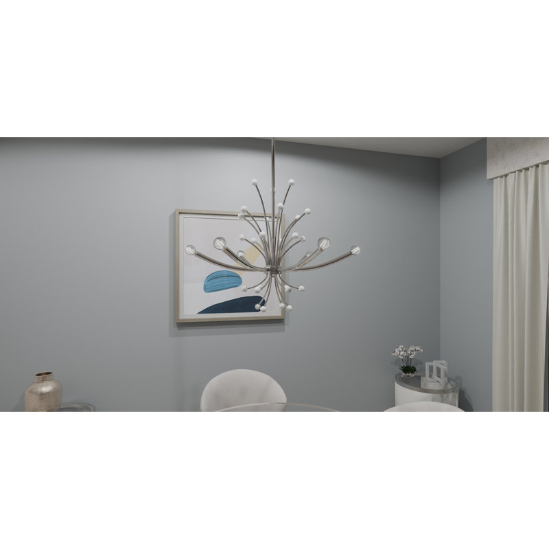 Cheyene 6-Light Brushed Weathered Brass Chandelier, Nickel poli