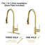 Robinet de cuisine à poignée simple avec plaque de base Topcraft Gold Or brossé-102192996
