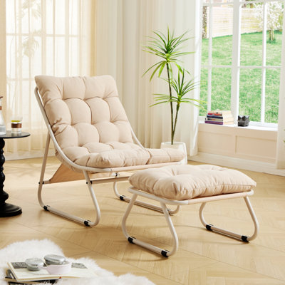 Chaise capitonnée avec repose-pieds pour le salon, la chambre à coucher