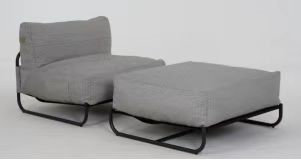 Outdoor Cloud Sofa, Iron, Sofa + Footstool, Dark Gray