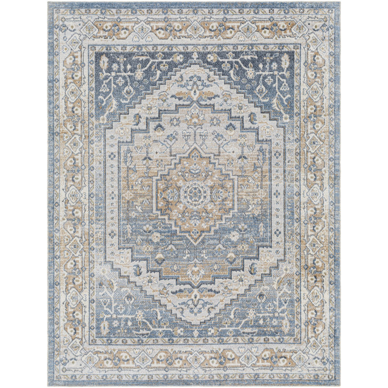 Machine Washable Traditional Boho Navy Blue Area Rug, Rectangle 140 x 200cm