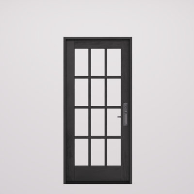 G112-SW-80 | 80" Single Door, RTA Prehung Exterior, SDL 12 Lite, Unfinished Mahogany Wood