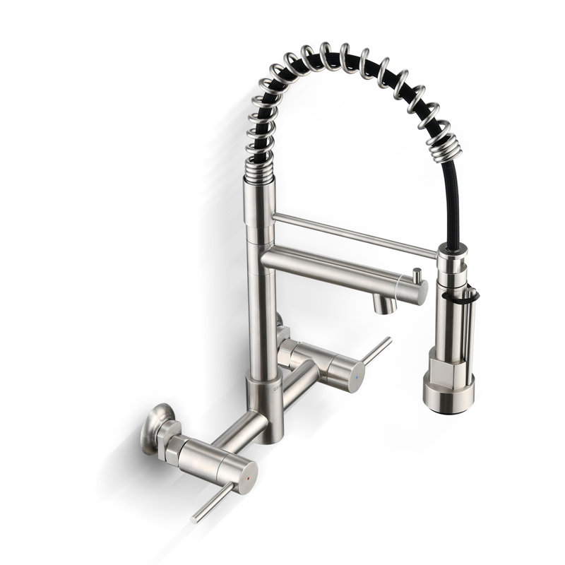 DORNBERG Pull Down Spray Kitchen Faucet, Brushed Nickel