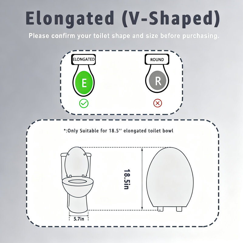 Toilet Seat Elongated Toilet Seat 18.5inch(Almond), Almond
