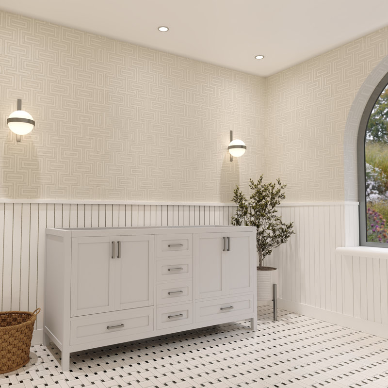 Base de meuble-lavabo double Rooh 59,4 seulement, Blanc