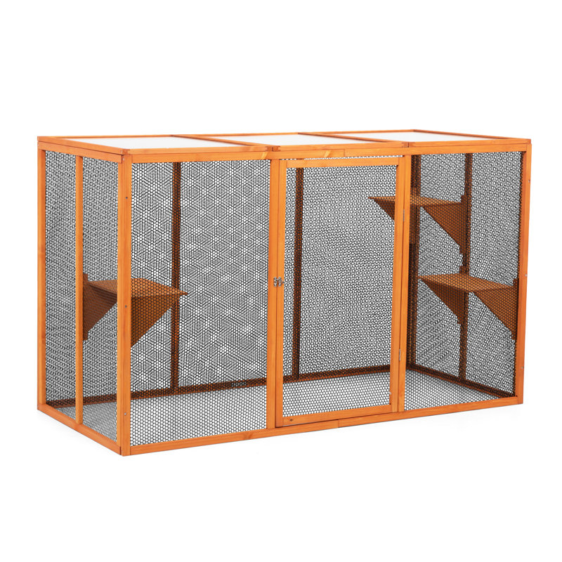Chat imperméable avec toit amovible et 3 points de saut - Parc orange et plateformes de rebond
