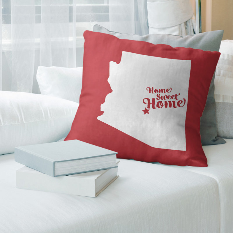 Reversible Throw Pillow, 14" x 14", Red, Mesa