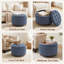 Pouf de rangement rond 2 en 1 capitonné avec pattes en bois massif, coussin capitonné et plateau en bois réversible-1049625996