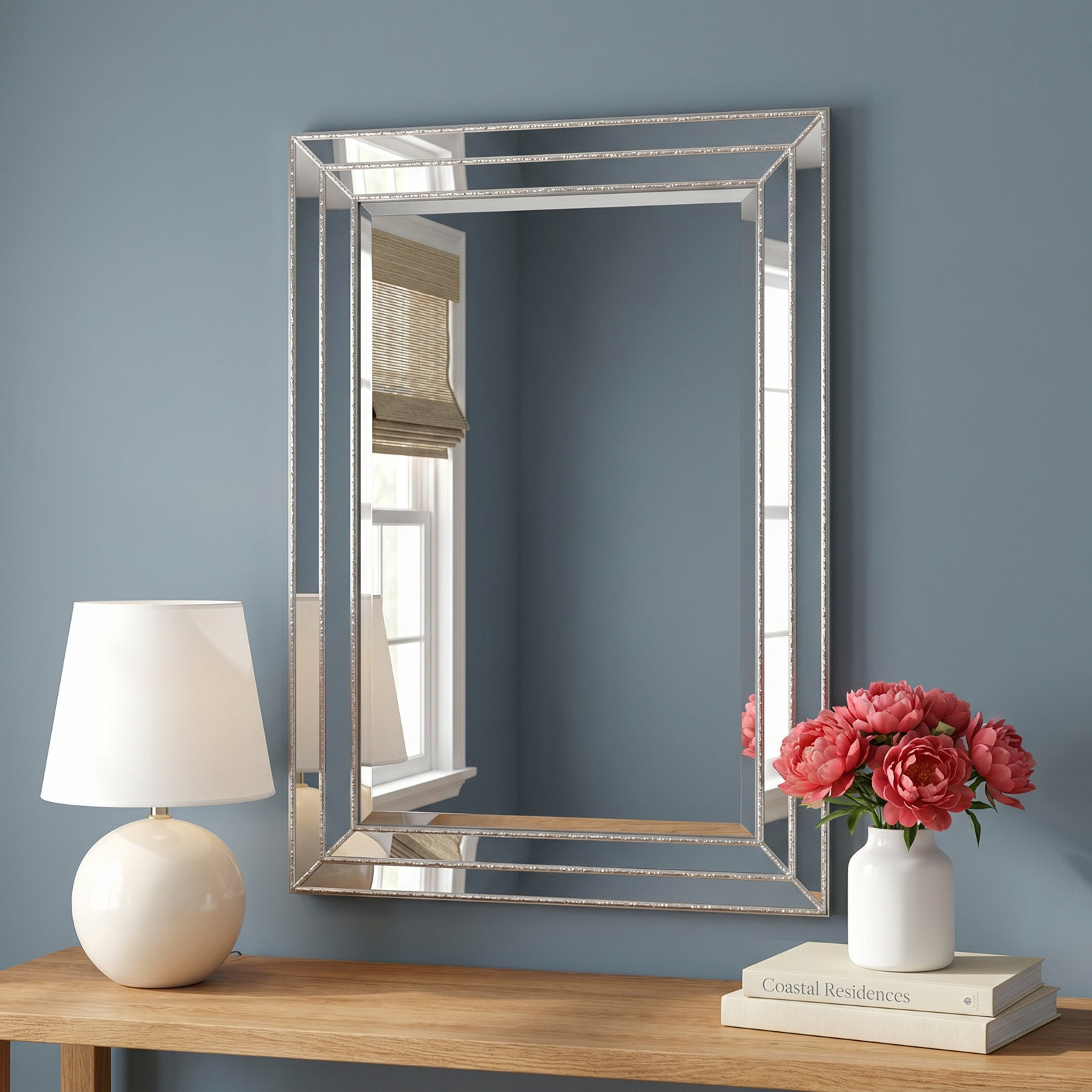Almyra 24" Accent Mirror, Metallic Silver